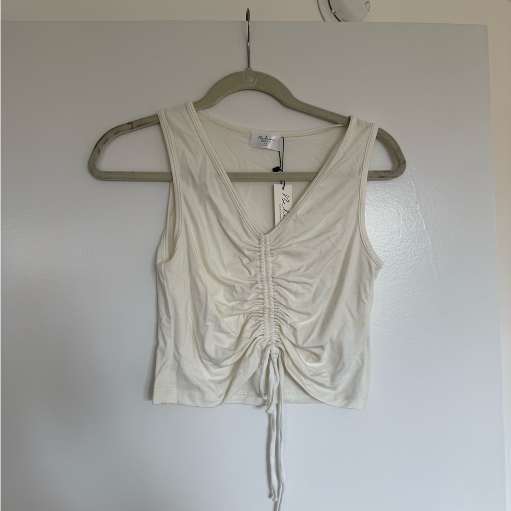 Belen Ruched Cream Tank Top